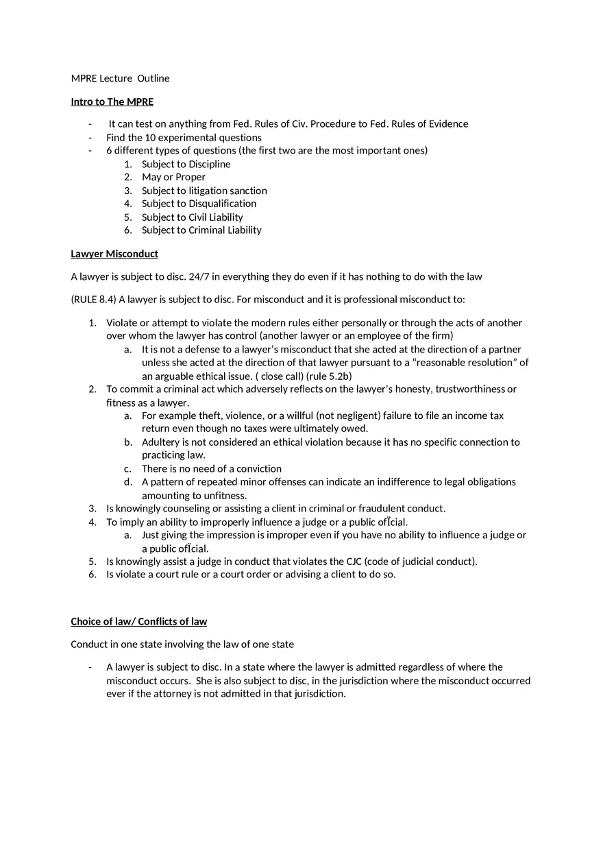 MPRE Lecture Outline - Page 1