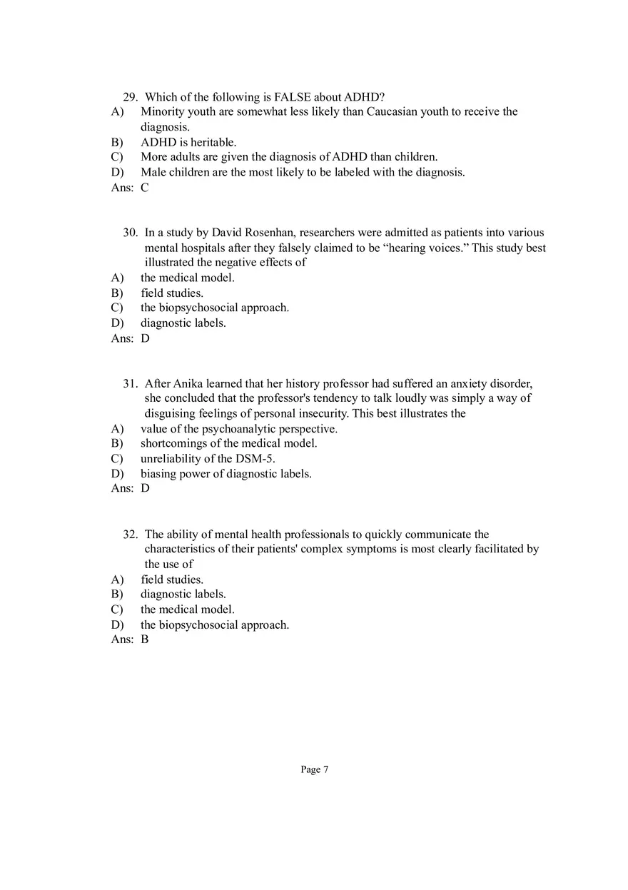 Psychological Disorders Answer Part 1 - Page 7