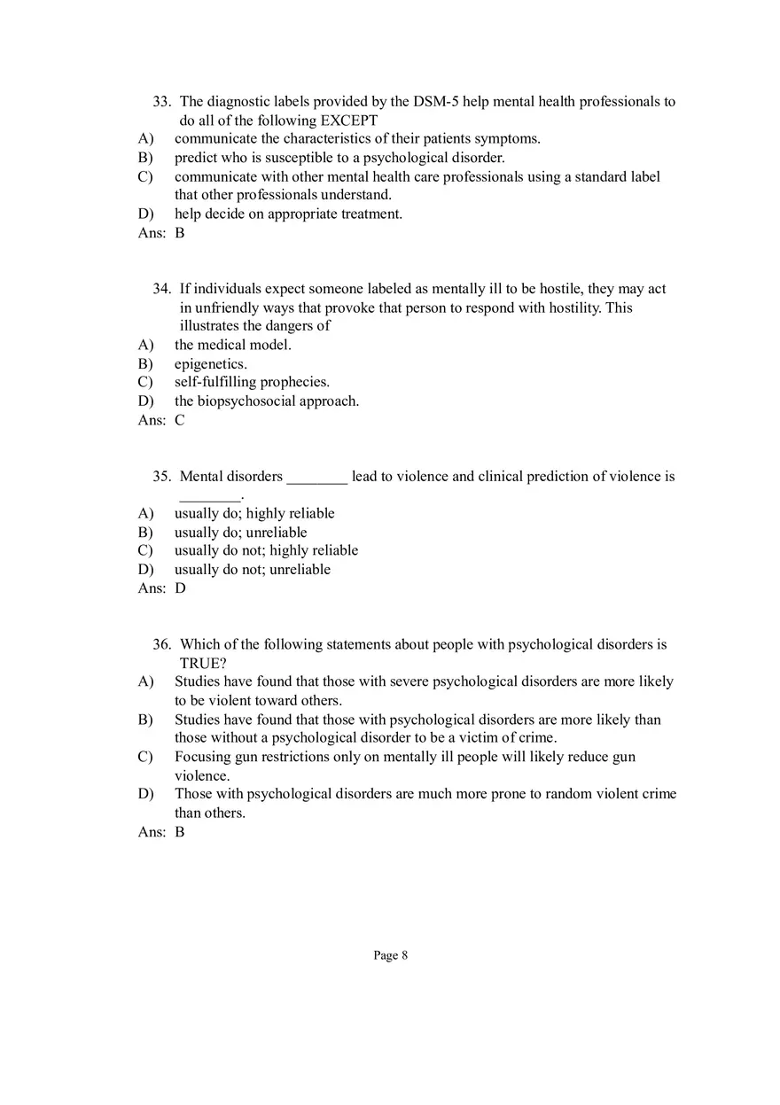 Psychological Disorders Answer Part 1 - Page 8