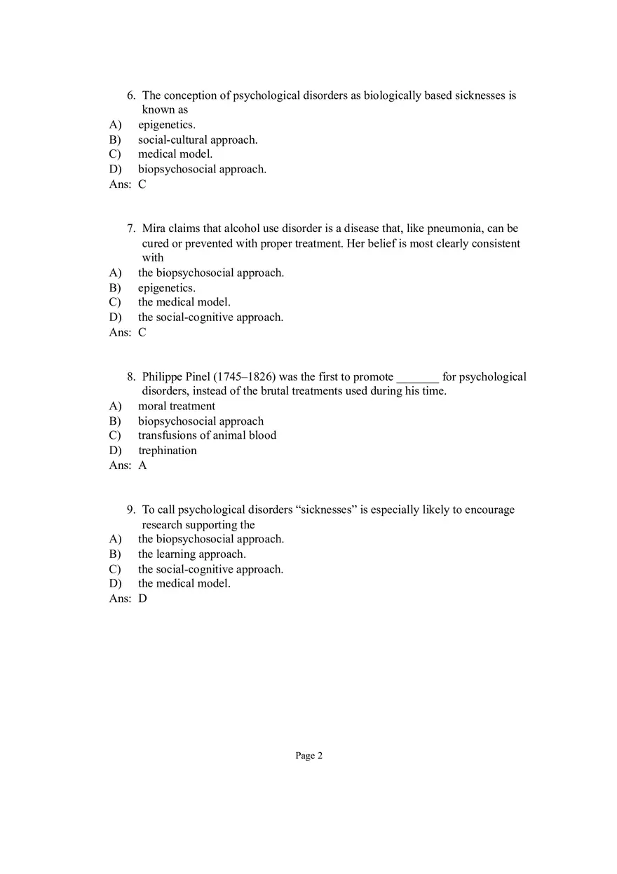 Psychological Disorders Answer Part 1 - Page 2