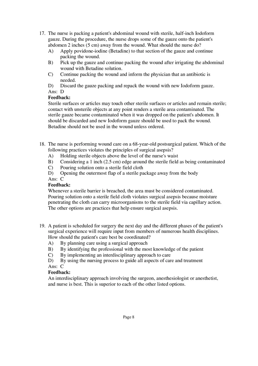 Medical-Surgical Nursing Exam Key Part 1 - Page 8