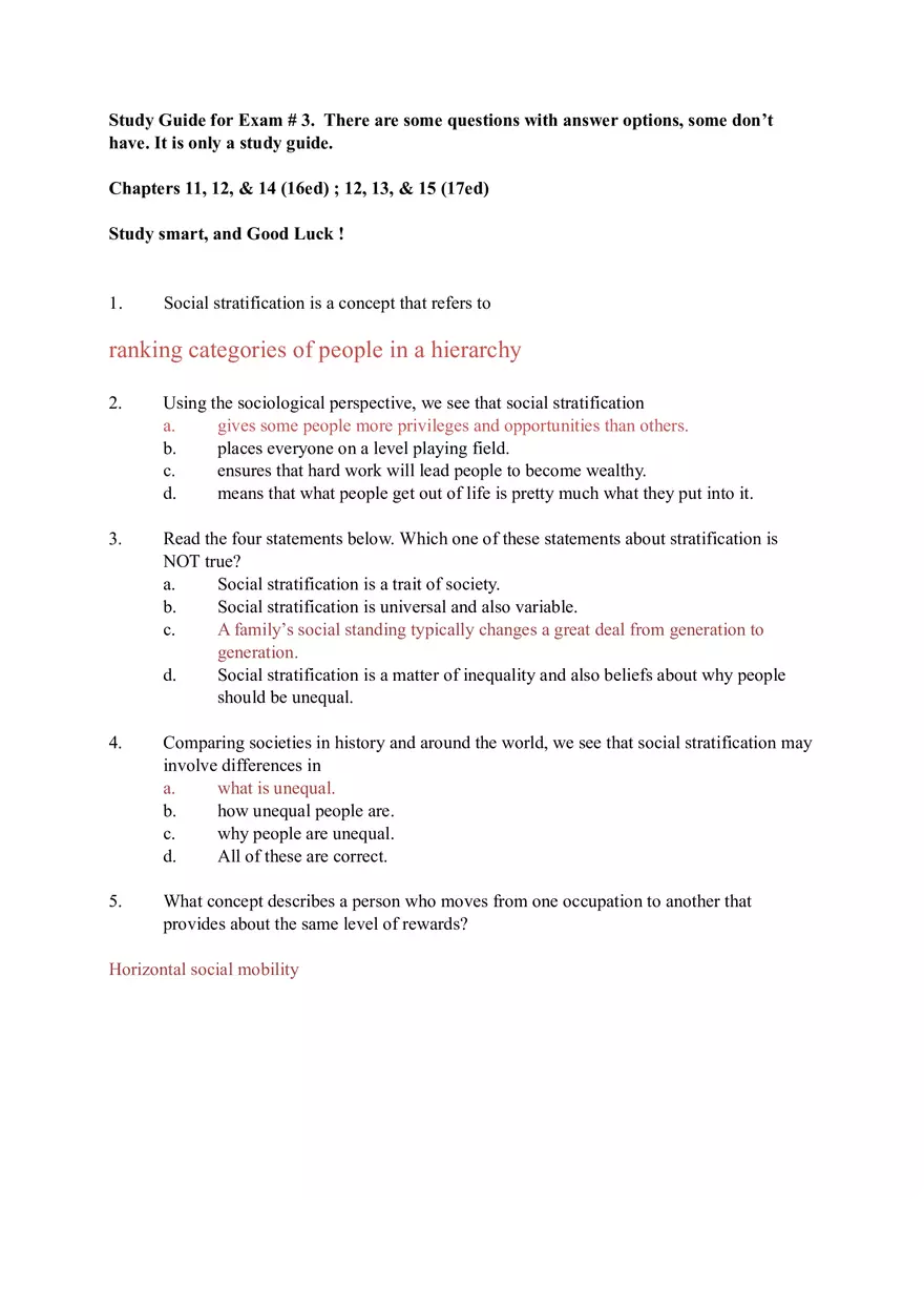 Study Guide for Exam # 3 - Page 1