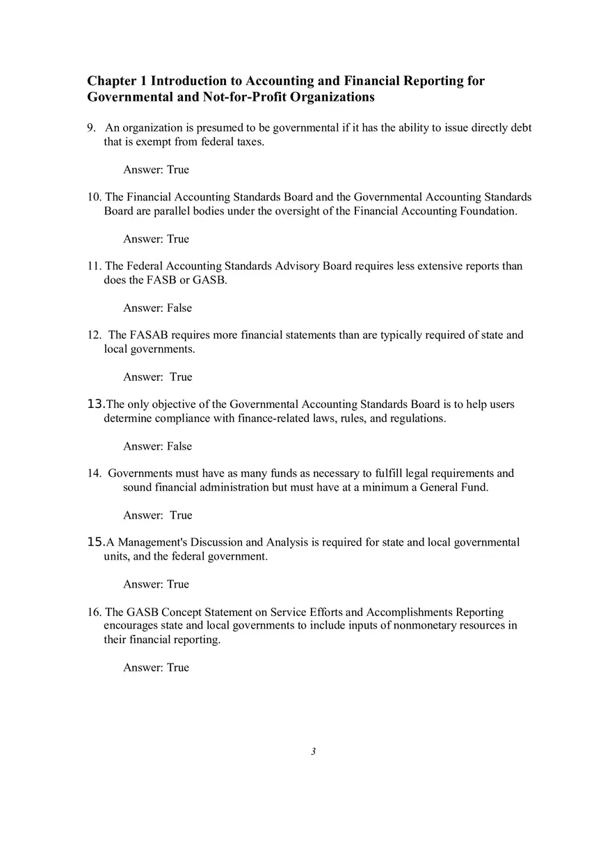 Introduction to Accounting and Financial Reporting for Governmental and Not-for-Profit Organizations True-False - Page 2