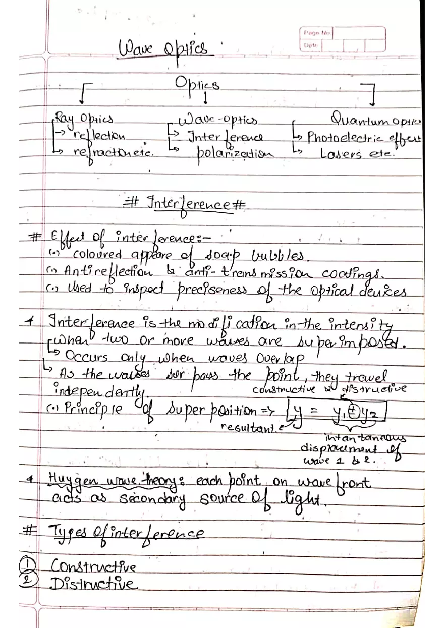 Wave Optics Lecture Note - Page 1