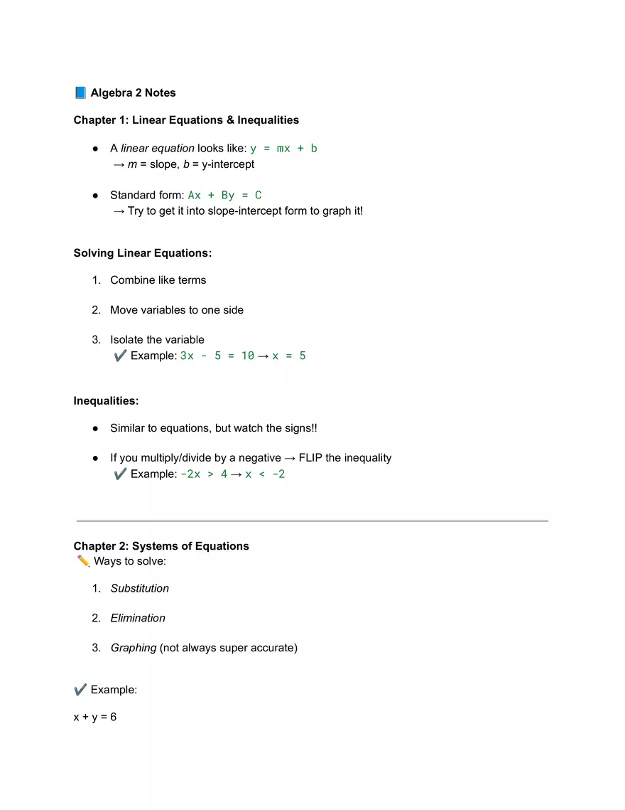 Linear Equations and Inequalities - Page 1