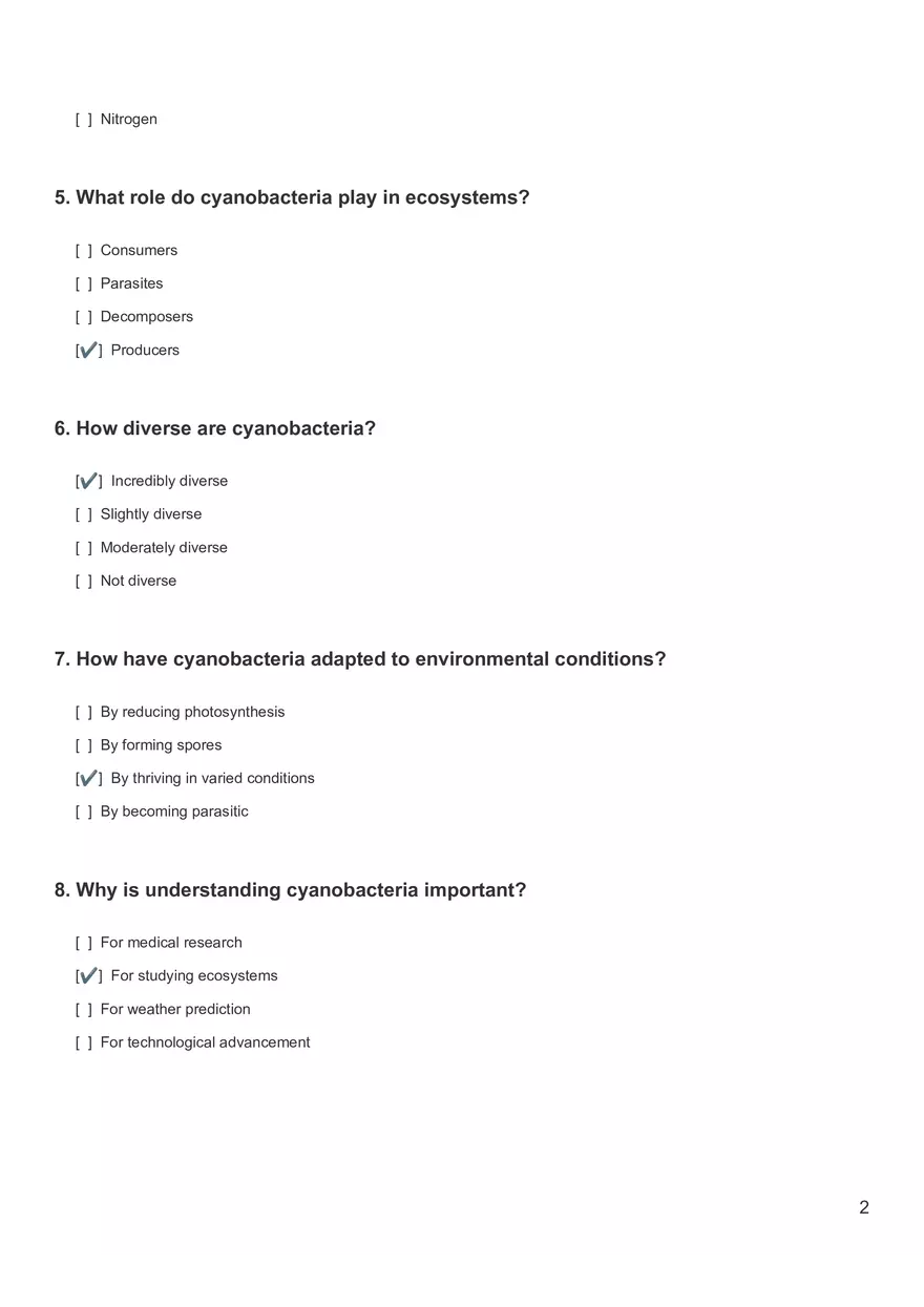 Quiz - Cyanobacteria - Page 2