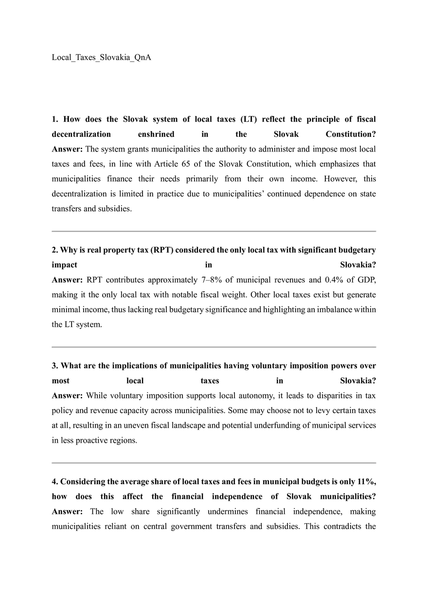 Local Taxes Slovakia QnA - Page 1
