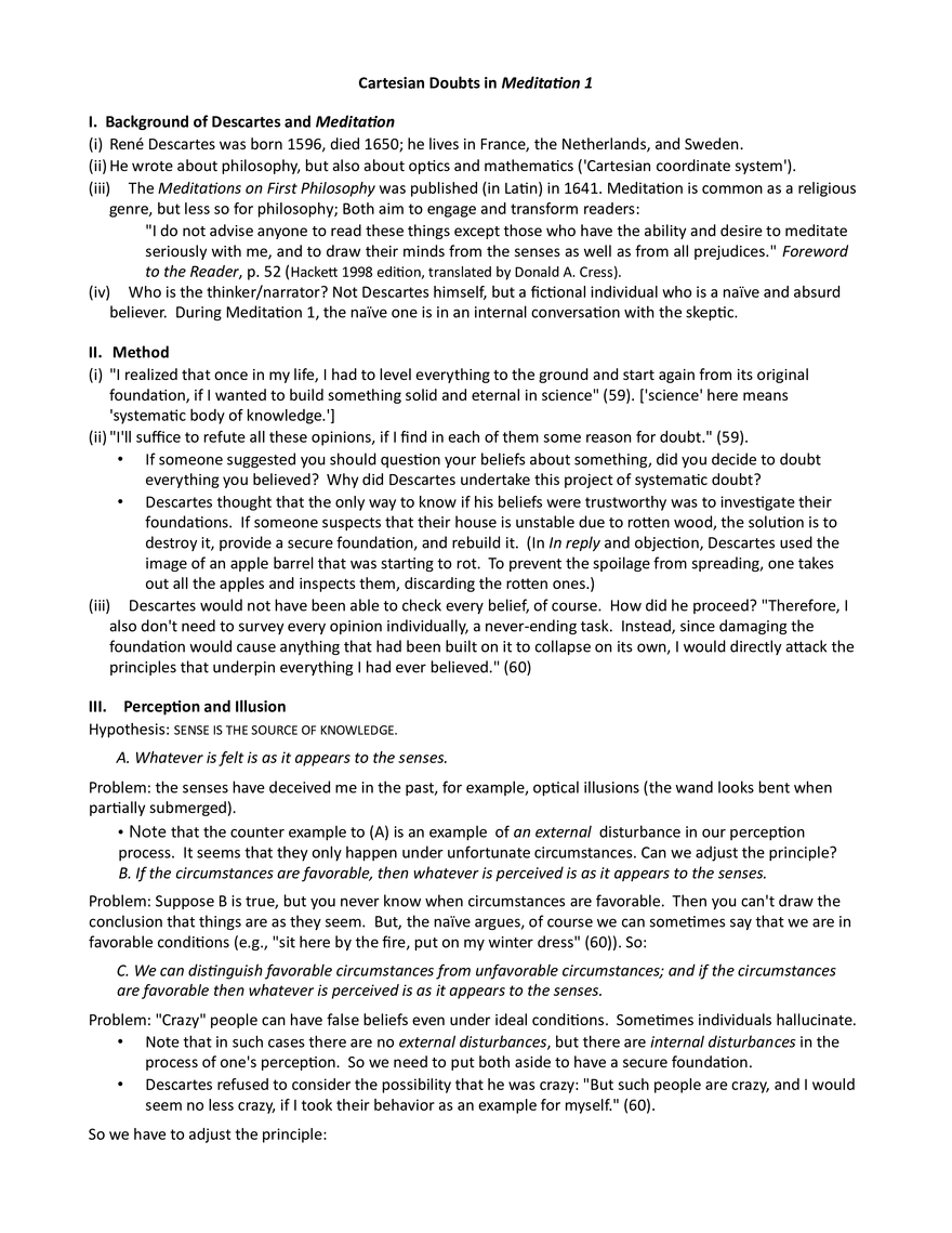 Cartesian Doubts in Meditation 1 - Page 1