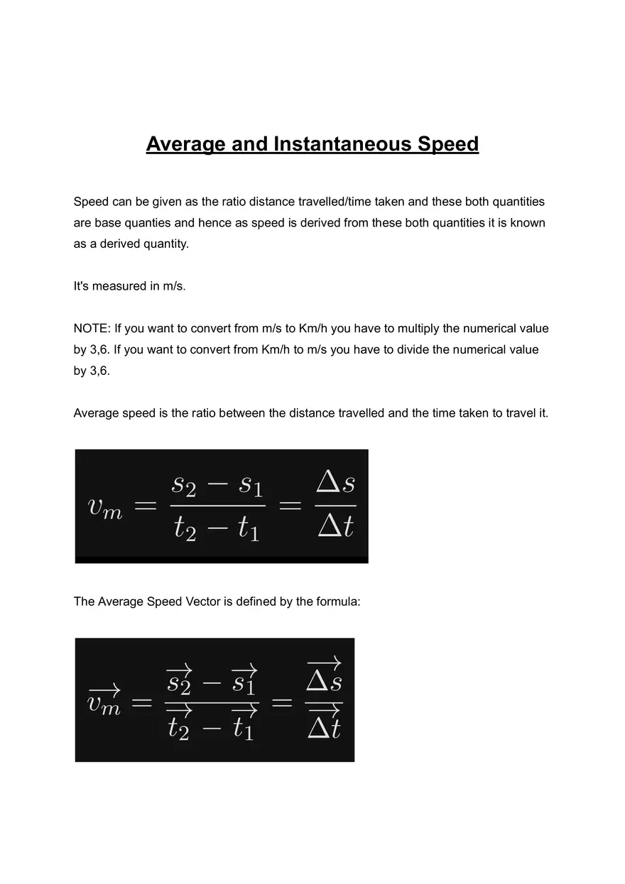 Average and Instantaneous (Speed and Acceleration) - Page 1