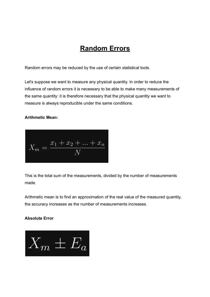 Random Errors and International System of Units - Page 1