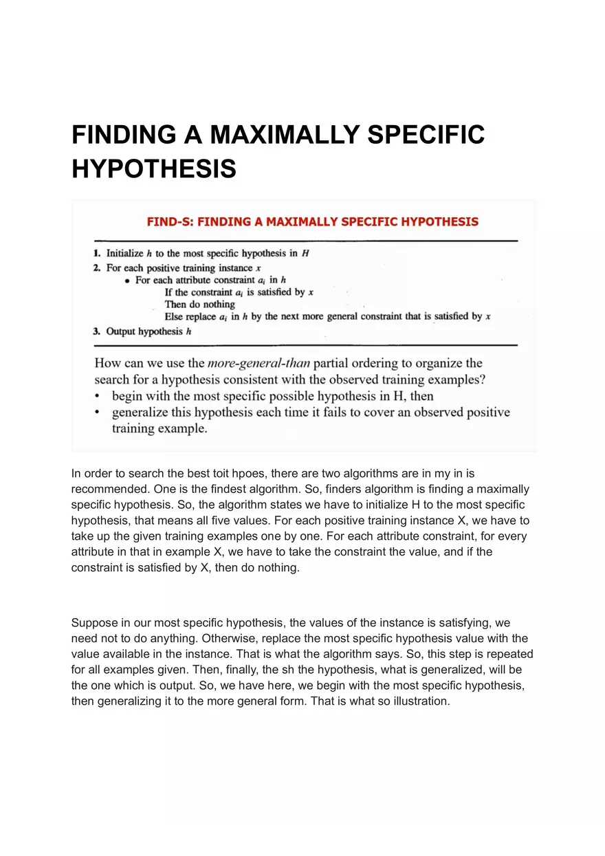 Finding A Maximally Specific Hypothesis - Page 1