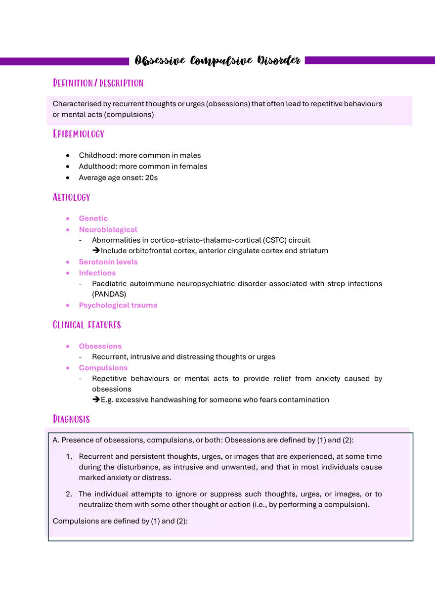 Obsessive Compulsive Disorder - Page 1