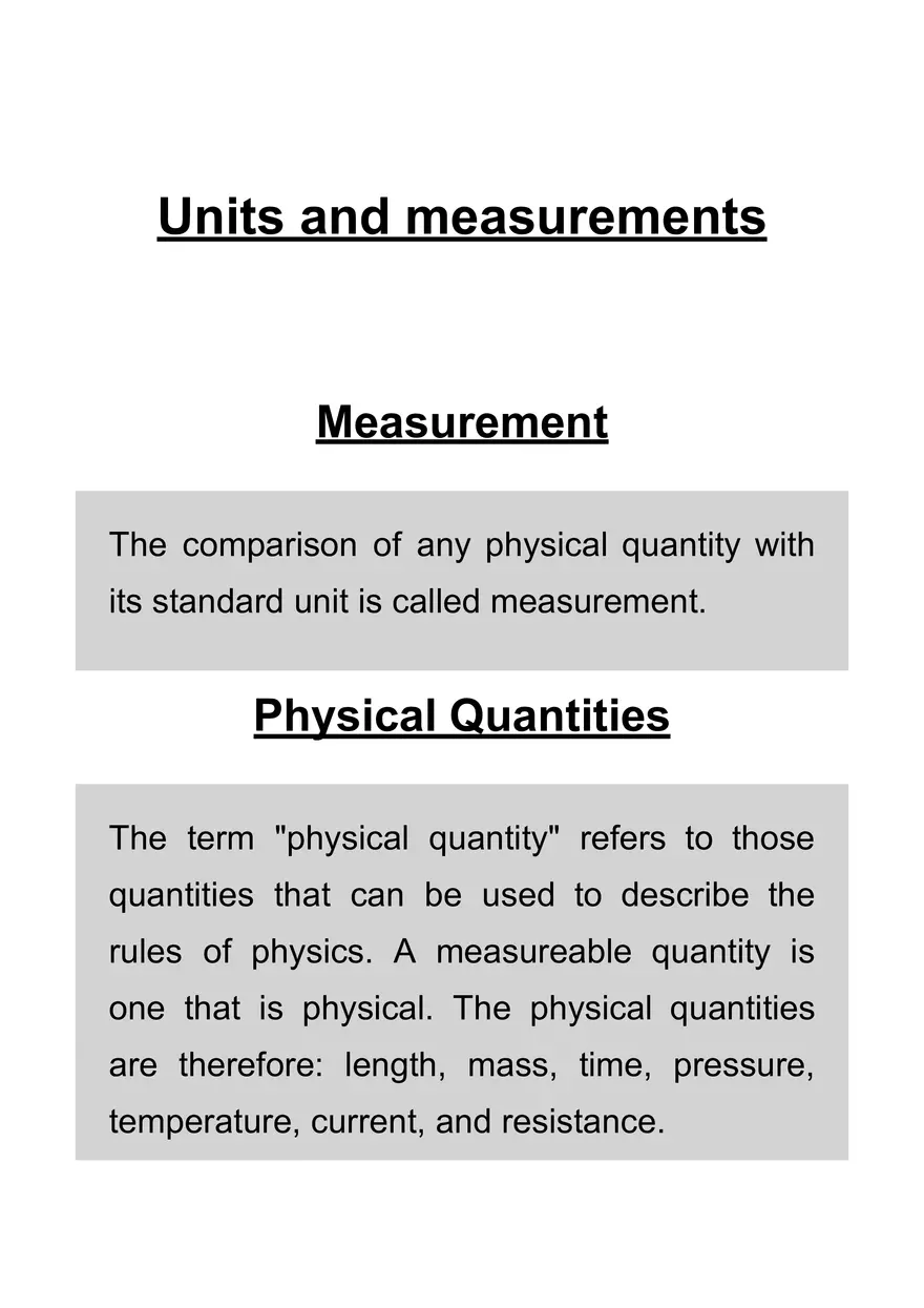 Units and Measurements - Page 1