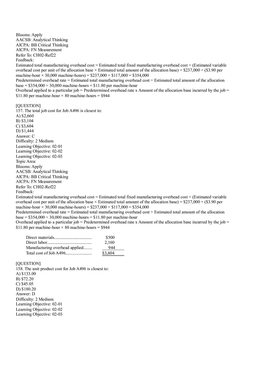 Ch2, Job-Order Costing Calculating Unit Product Costs Part 9 - Page 10