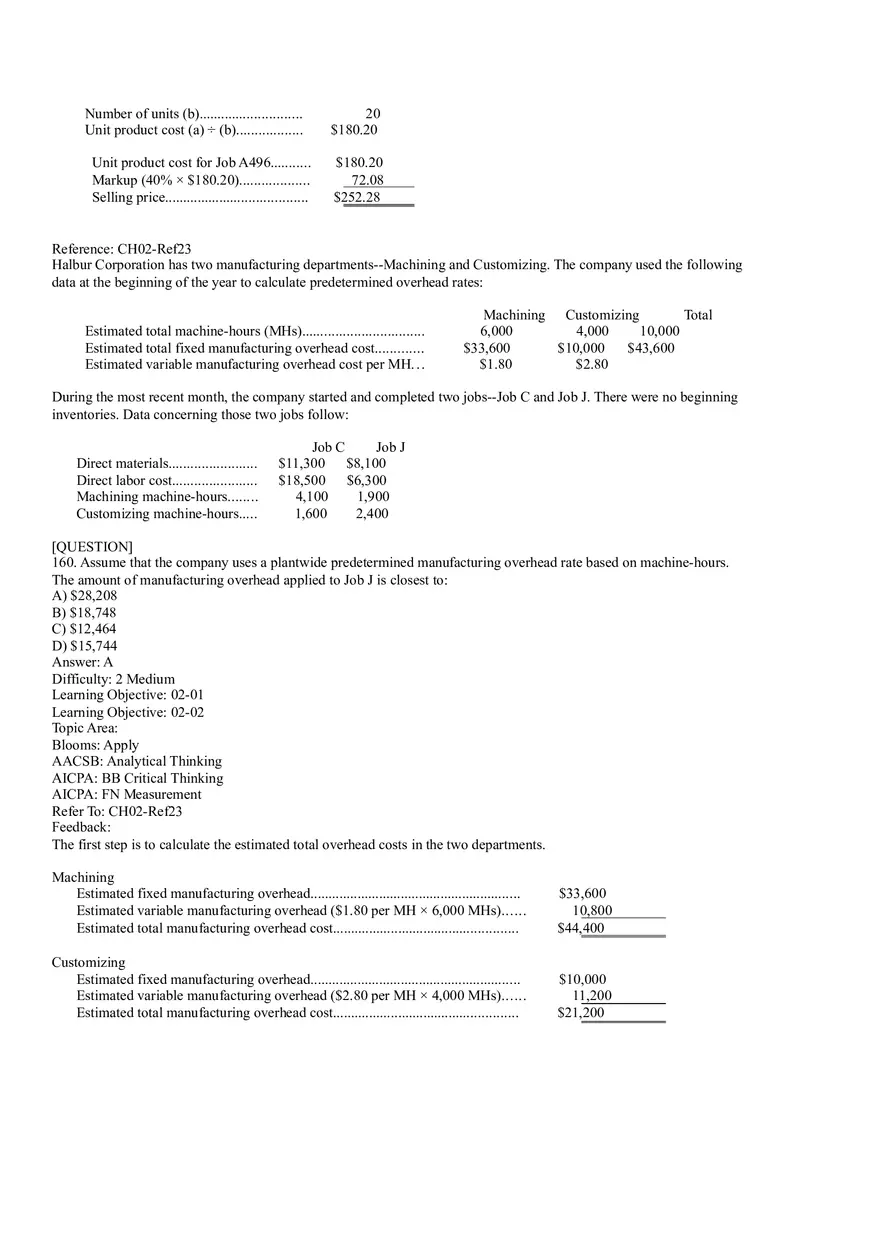 Ch2, Job-Order Costing Calculating Unit Product Costs Part 9 - Page 12