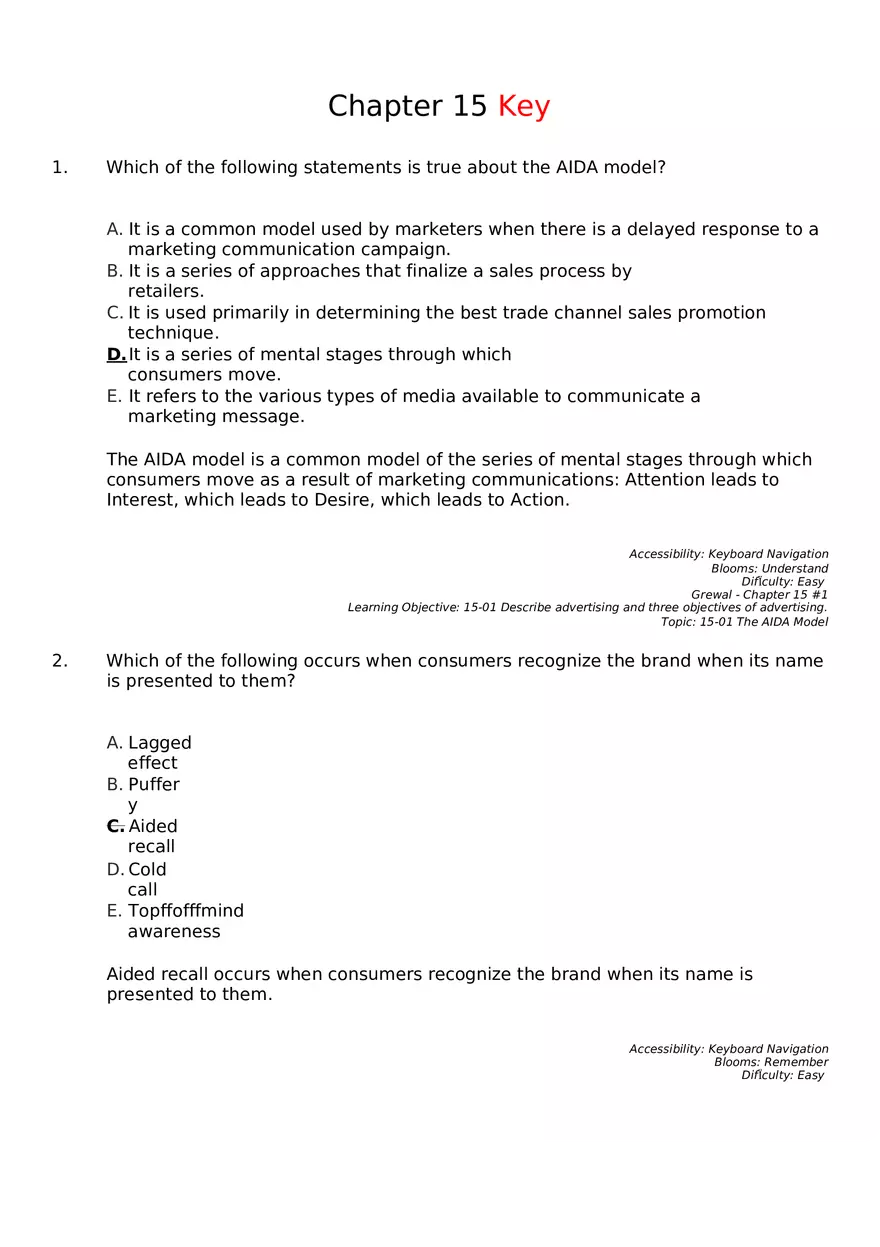 Marketing Chapter 15 Key Part 1 - Page 1