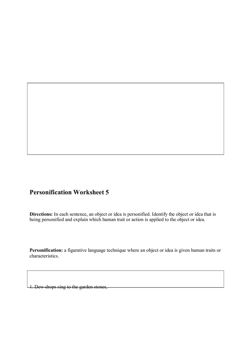 Personification Worksheet 5 - Page 1