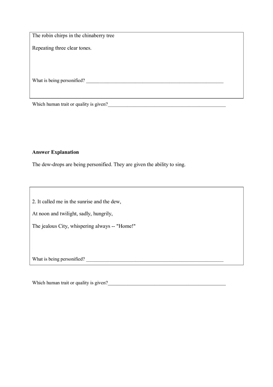 Personification Worksheet 5 - Page 2