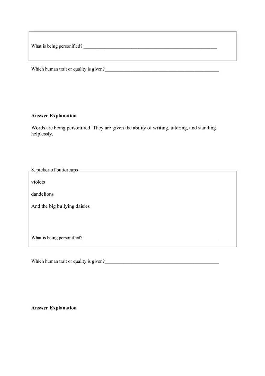 Personification Worksheet 5 - Page 6