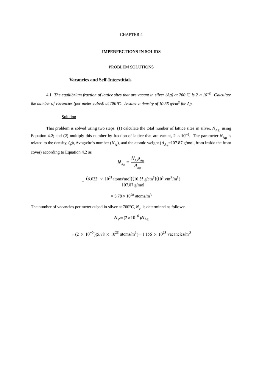 Imperfections in Solids Problem Solutions Part 1 - Page 1