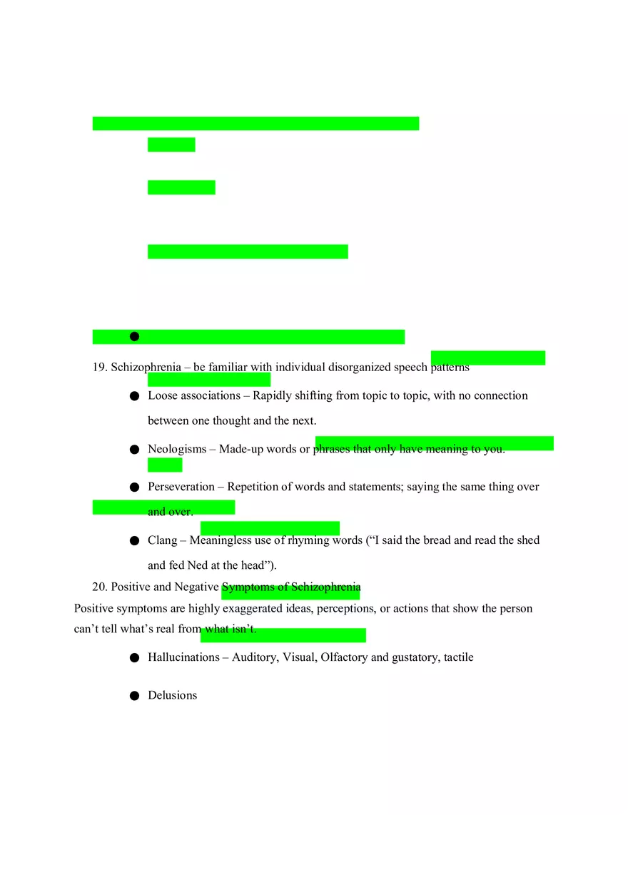 Mental Health Exam 2 Study Guide - Page 9