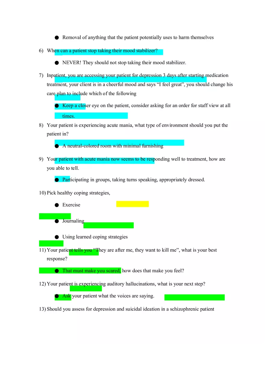 Mental Health Exam 2 Study Guide - Page 2