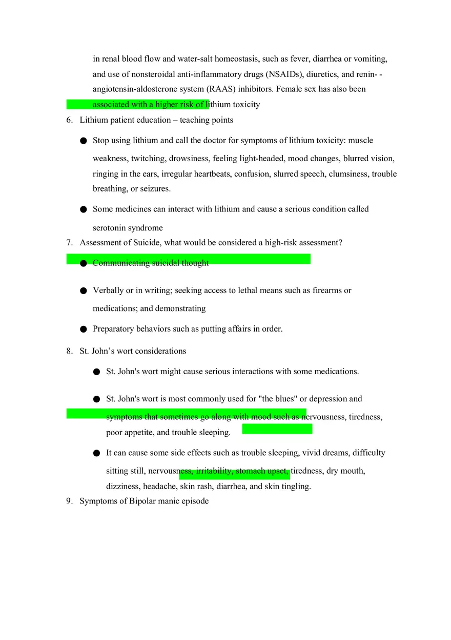 Mental Health Exam 2 Study Guide - Page 5