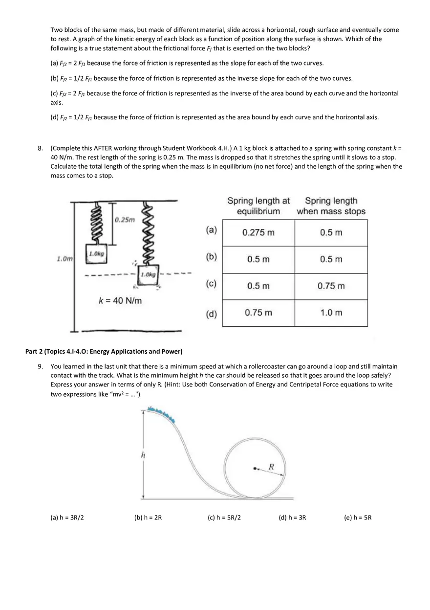 Physics 1 Unit 4 Practice Problems - Page 3