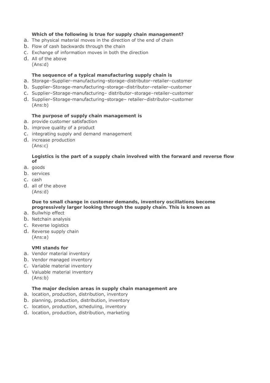 Supply Chain Answers Key - Page 1