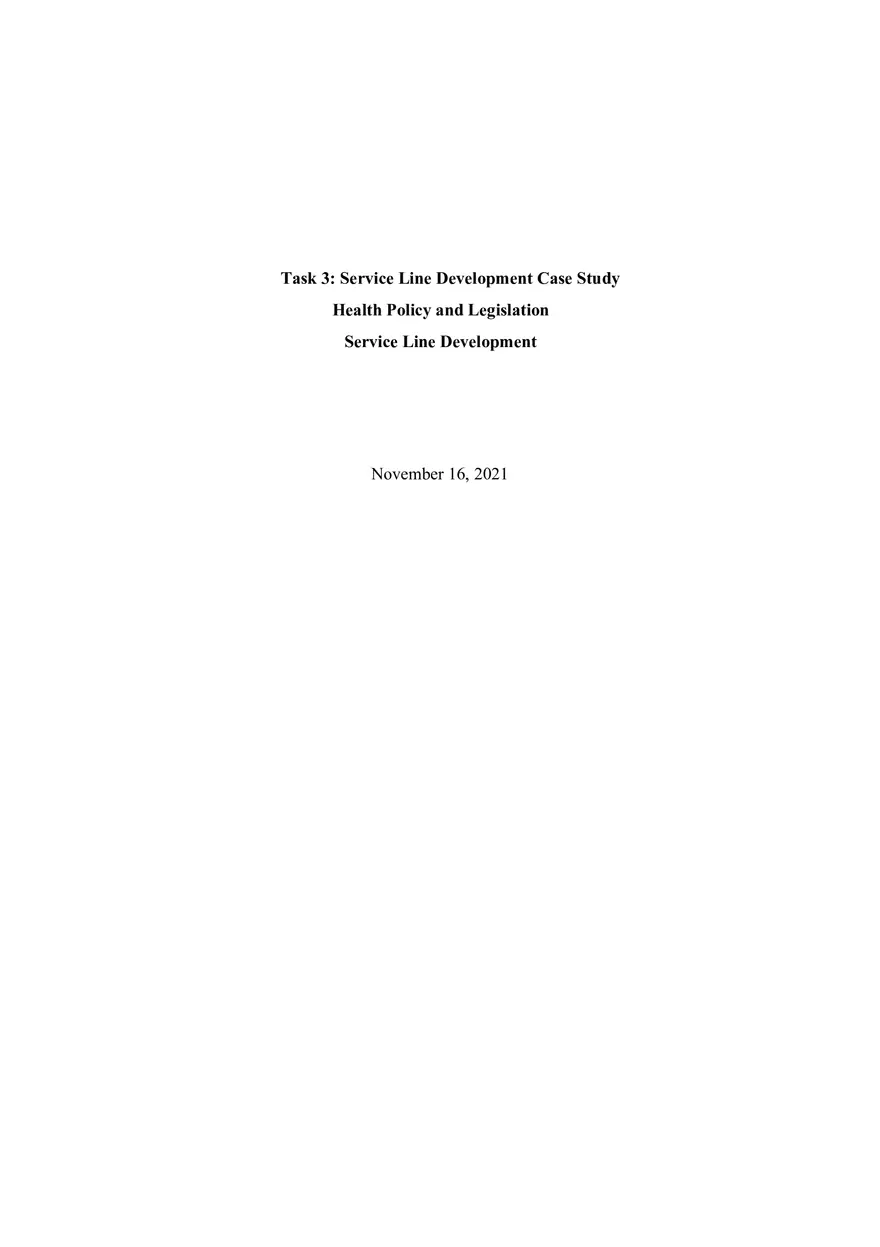 Task 3 Service Line Development Case Study - Page 1