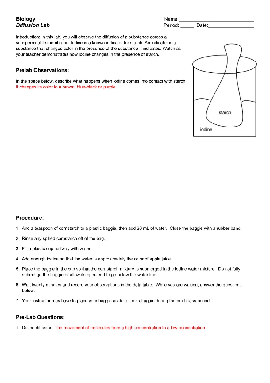 Biology Diffusion Lab - Page 1