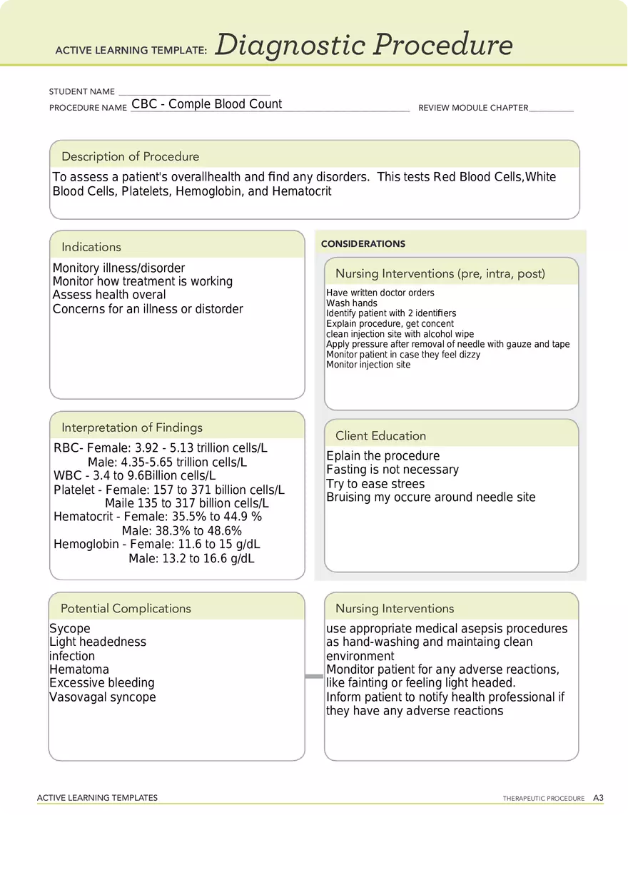 CBC - Comple Blood Count - Page 1