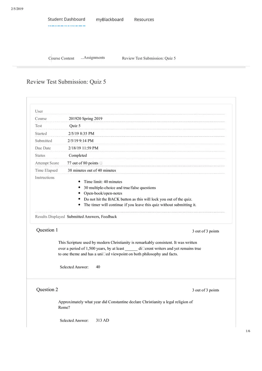 Submission Quiz 5 - Page 1