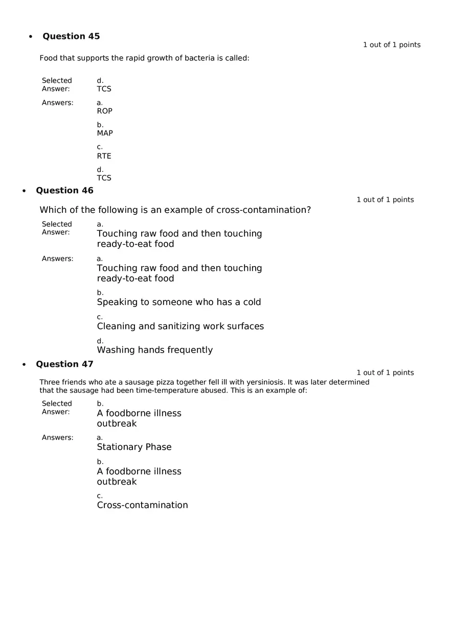 Servsafe Practice Exam Part 6 - Page 1
