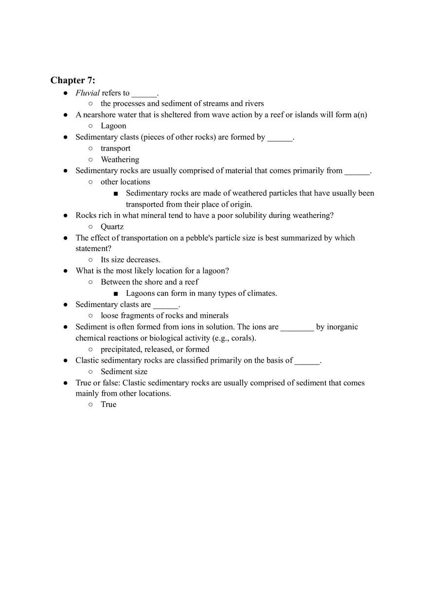 Geology Quiz Answers Chapter 7 - Page 1