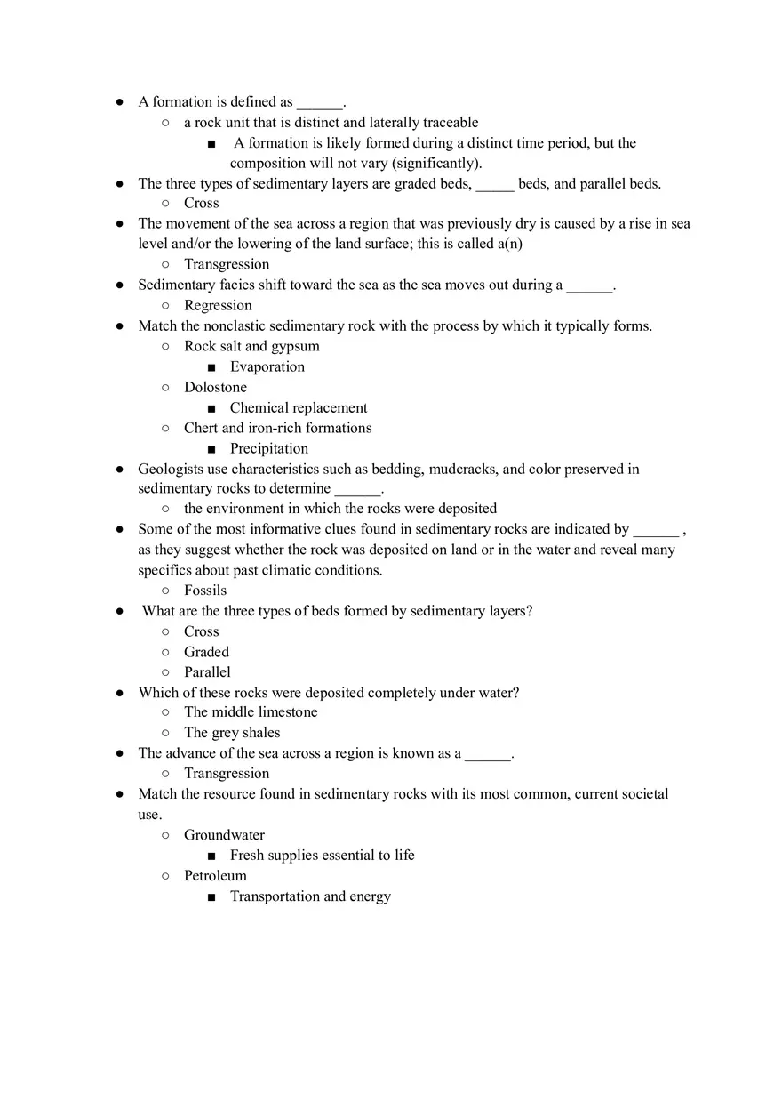 Geology Quiz Answers Chapter 7 - Page 3