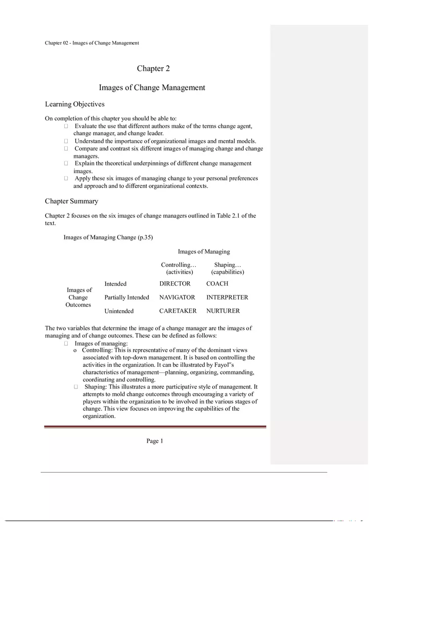 Chapter 2 Images of Change Management - Page 1