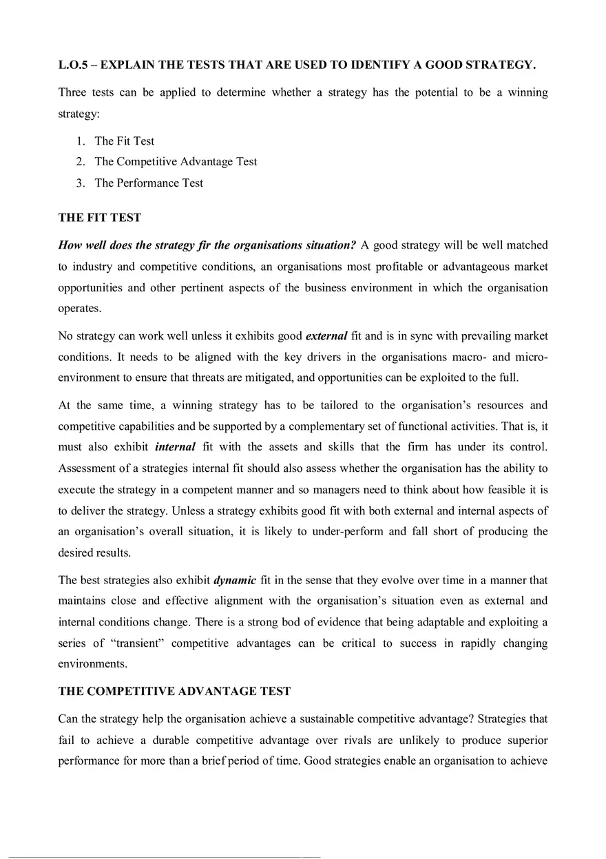 Three Tests of a Winning Strategy - Page 1