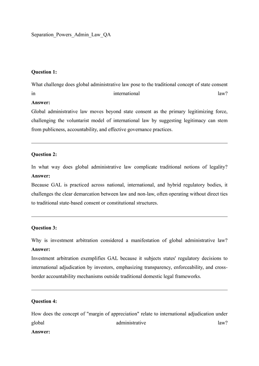 Separation Powers Admin Law QA - Page 1