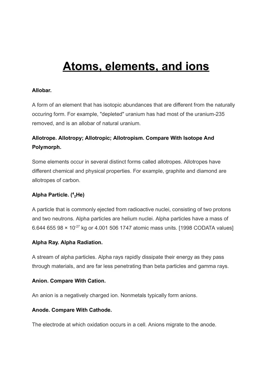 Atoms, Elements, and Ions - Page 1