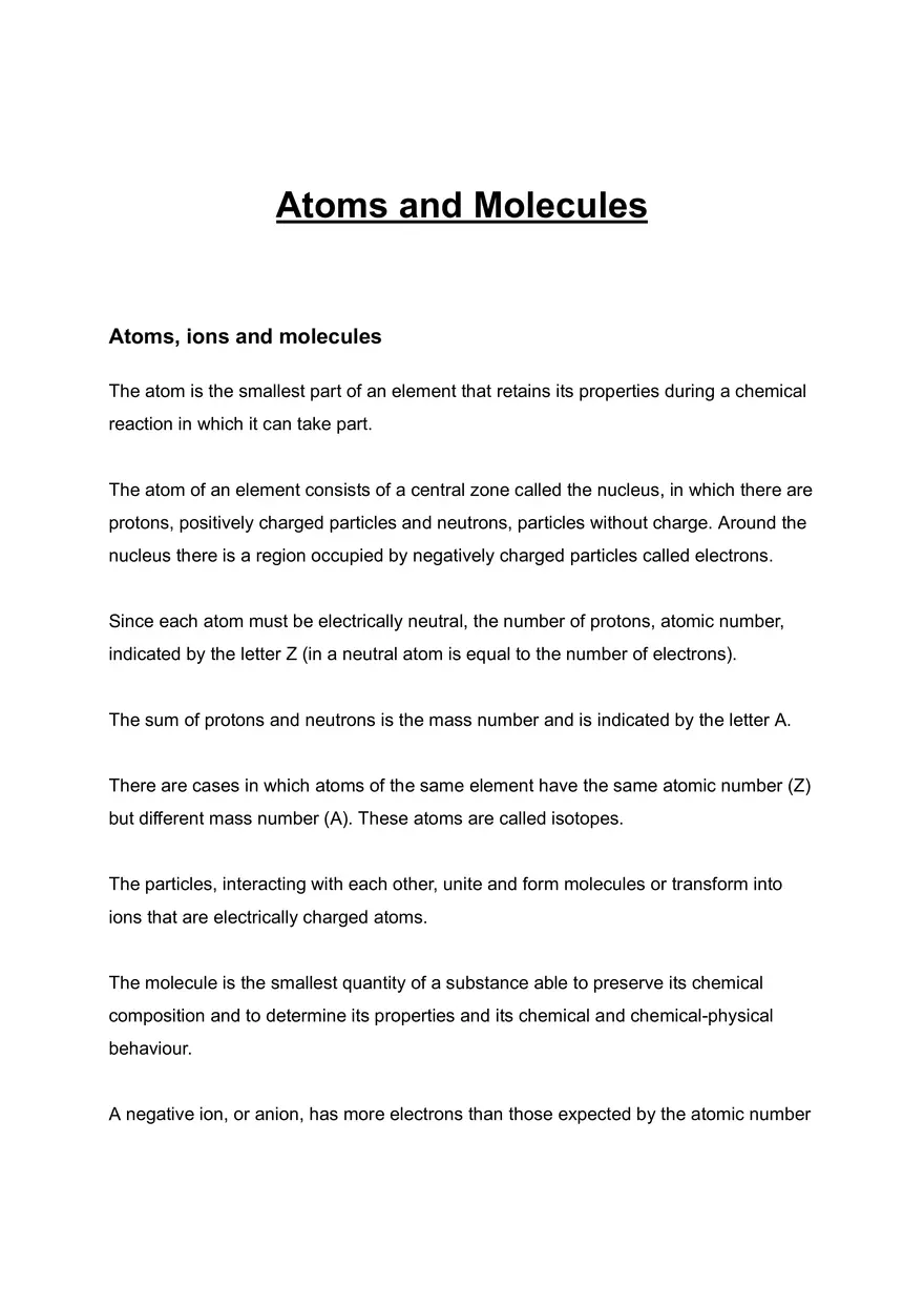 Atoms and Molecules - Page 1