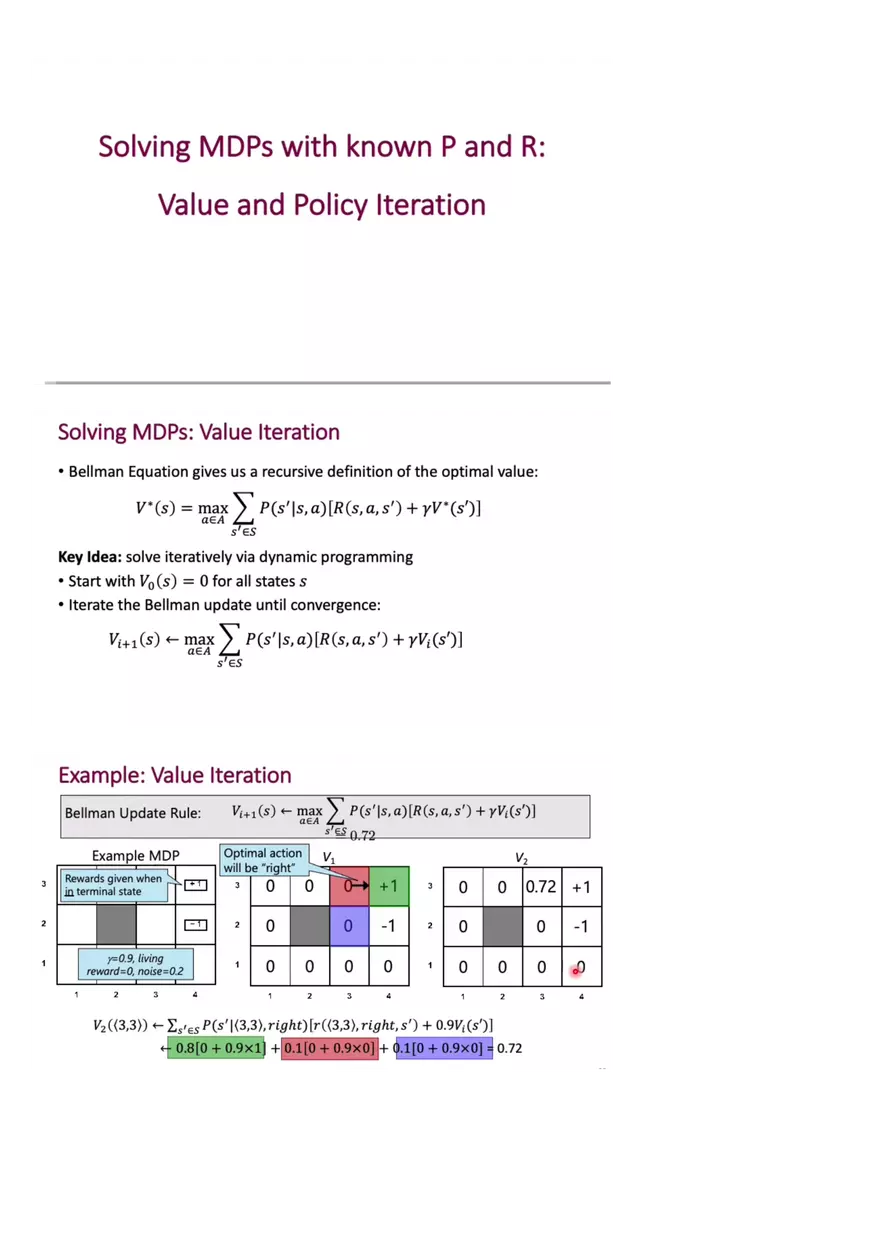 Solving MDPs with known P and R - Page 1