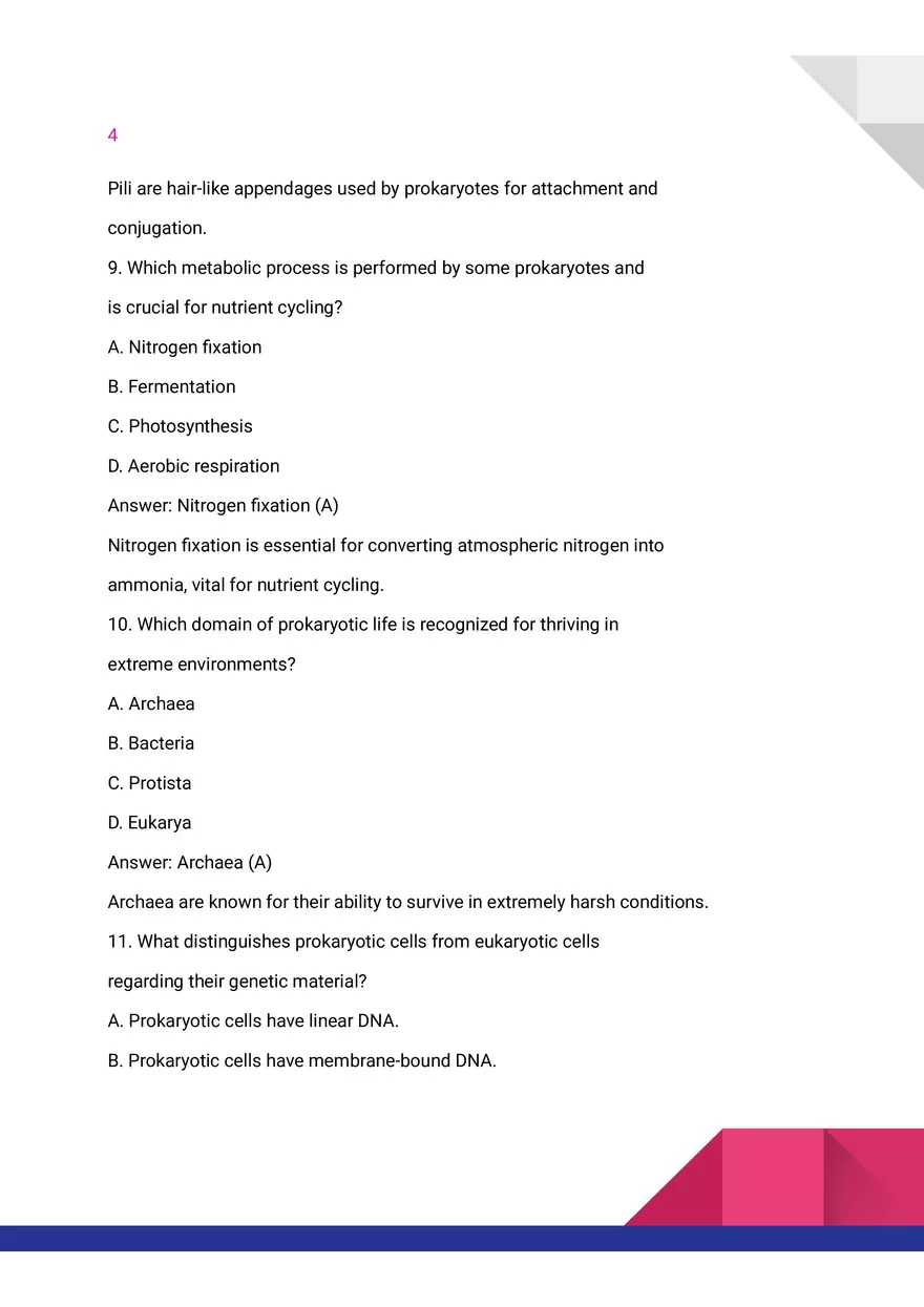Quiz on Prokaryotic Cells - Page 4