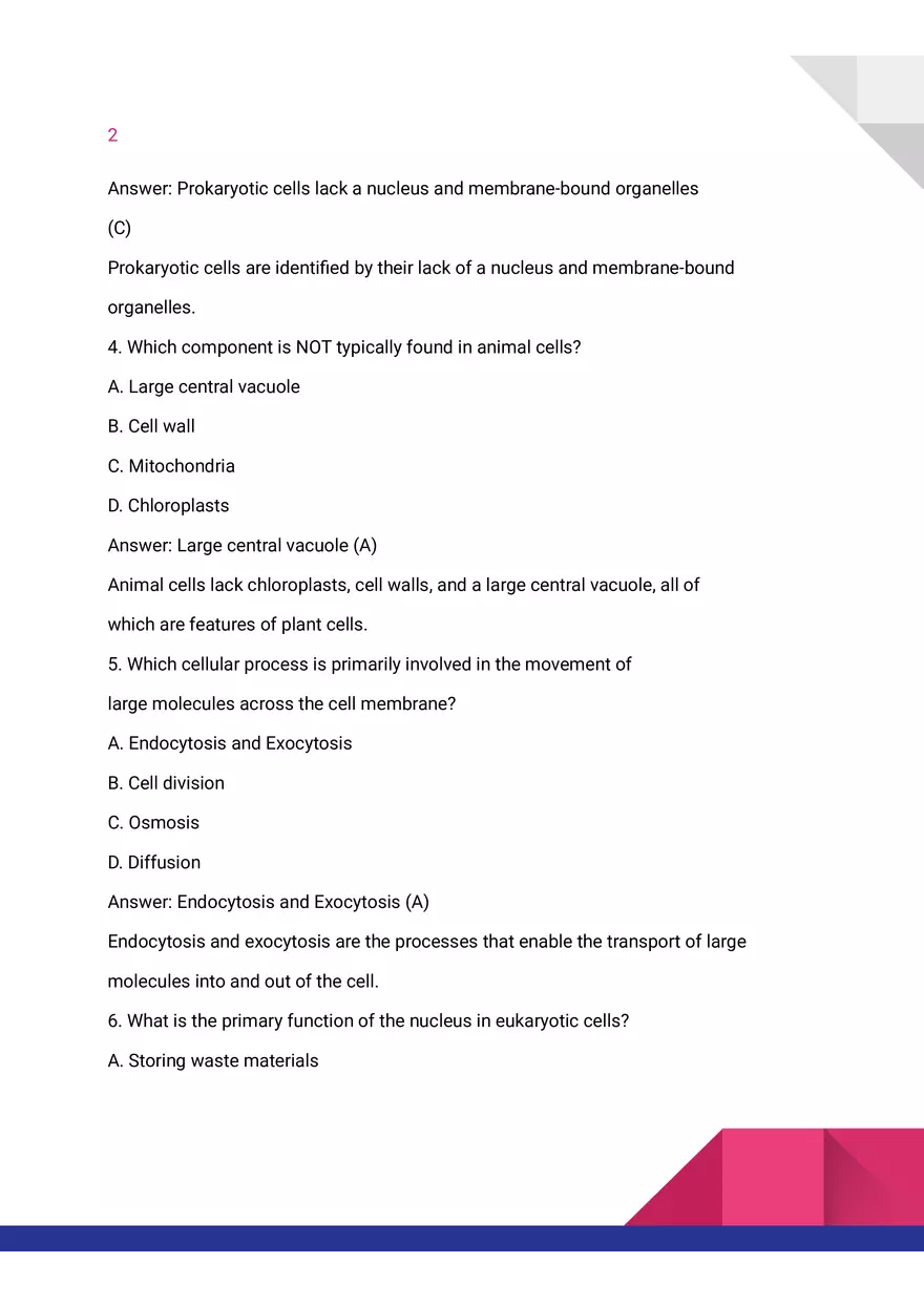 Quiz on Eukaryotic Cells - Page 2
