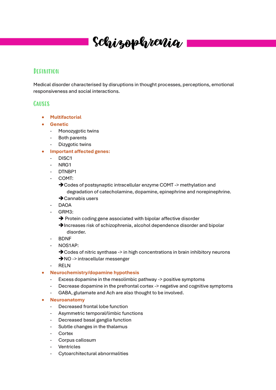 Schizophrenia Study Guide - Page 1