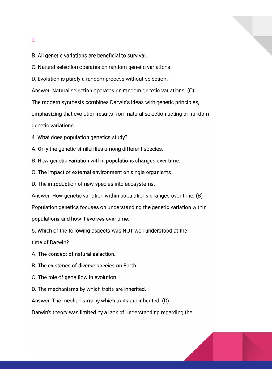 Quiz on Darwin and the Theory of Evolution - Page 2