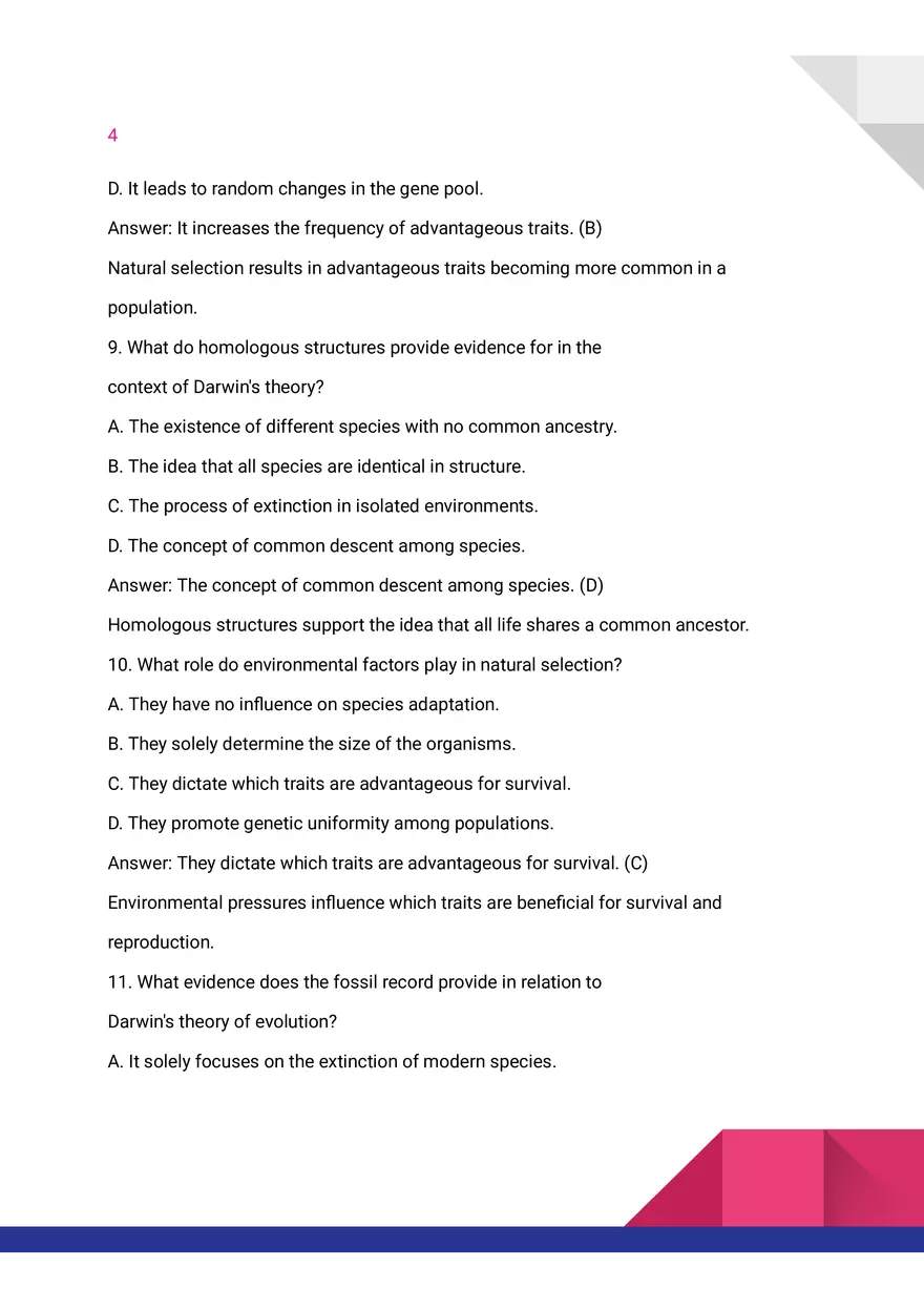 Quiz on Darwin and the Theory of Evolution - Page 4