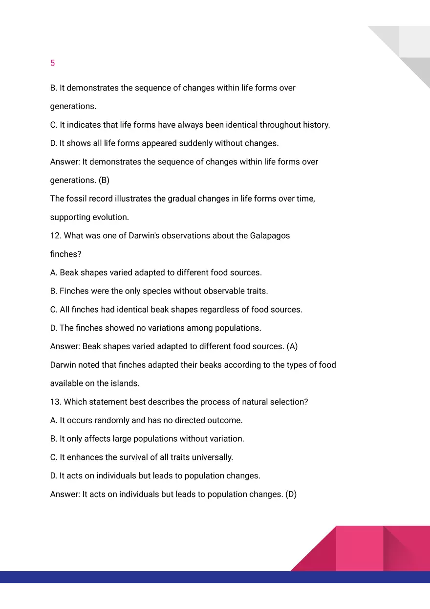 Quiz on Darwin and the Theory of Evolution - Page 5