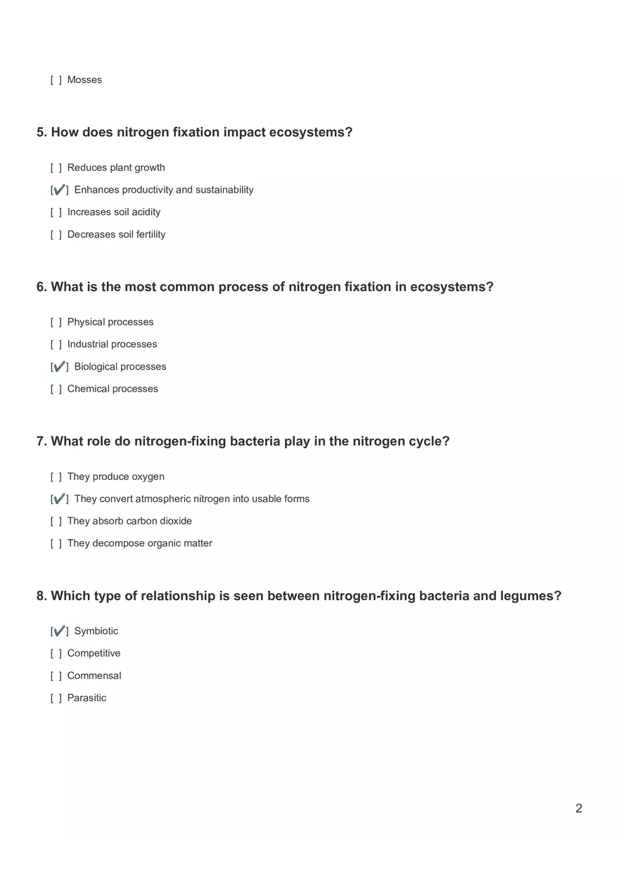Quiz - Nitrogen Fixation - Page 2