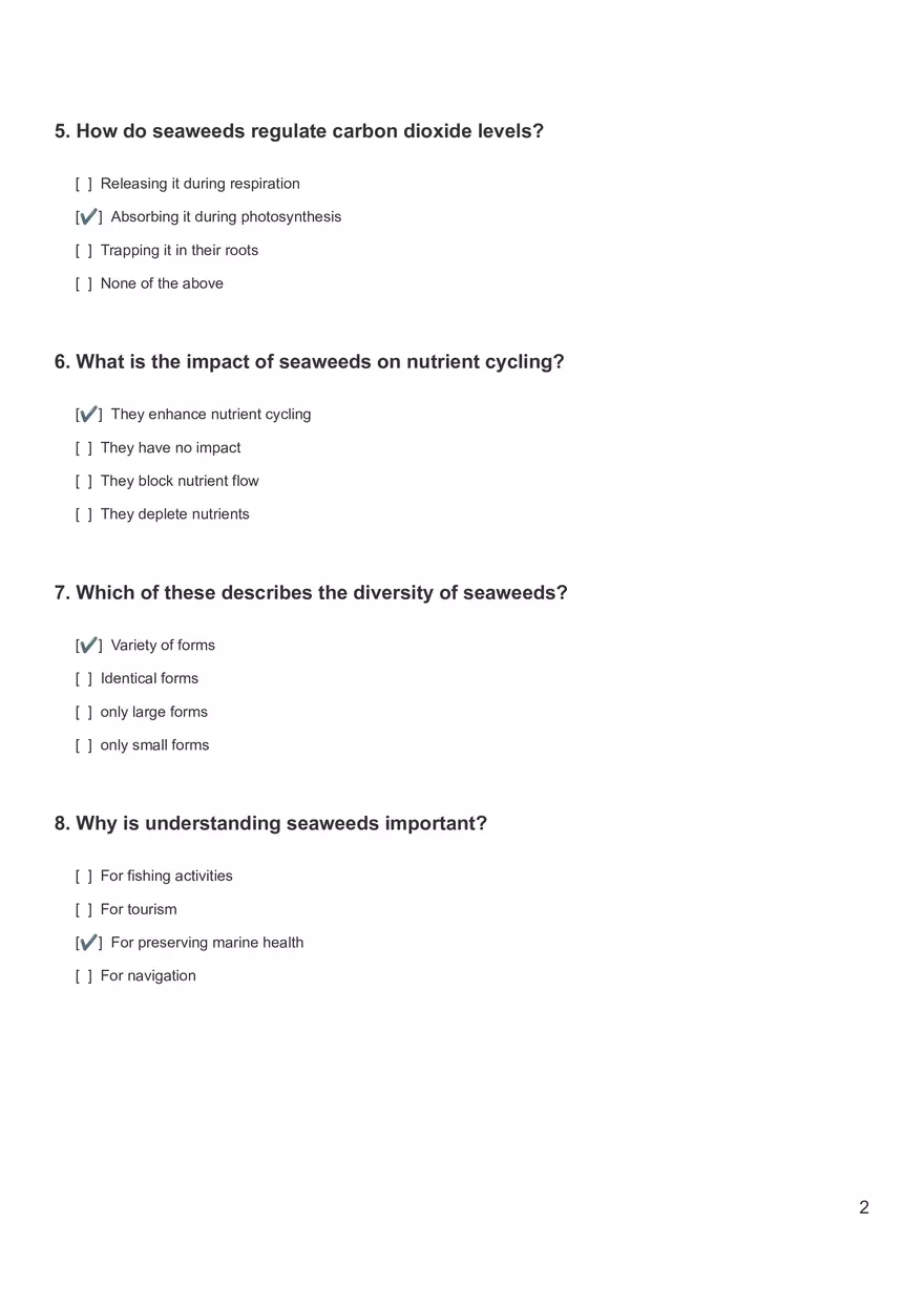 Quiz - Seaweeds - Page 2
